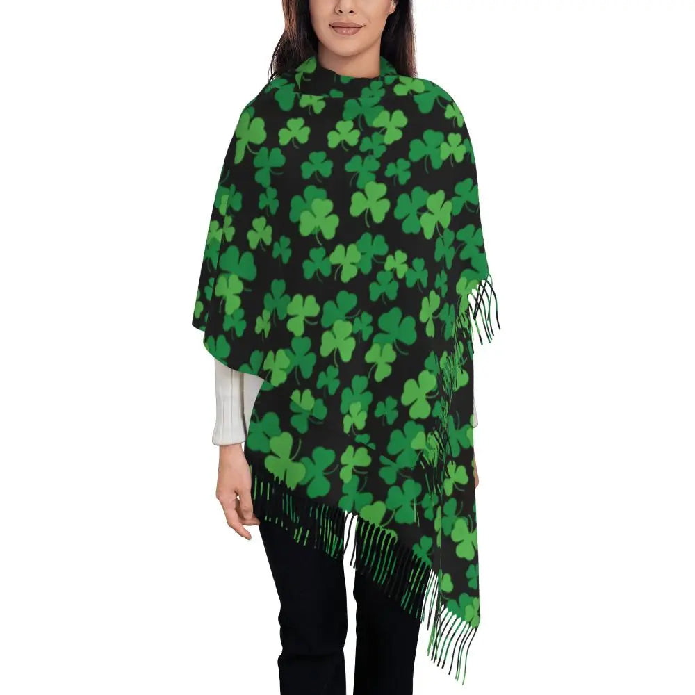 Irish St Patricks Day Scarf Green Plaid Warm Shawls Wrpas with Long Tassel Lady Luxury 2024 Scarves Wraps Winter Custom Bufanda