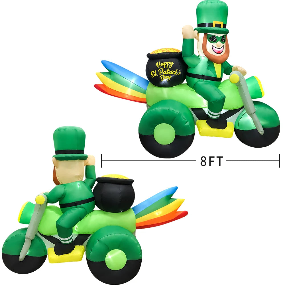 St Patrick Day Inflatable Decoration for Home Outdoor Cute Arch Gold Coin Decor Yard Garden Party Green Prop with LED Light