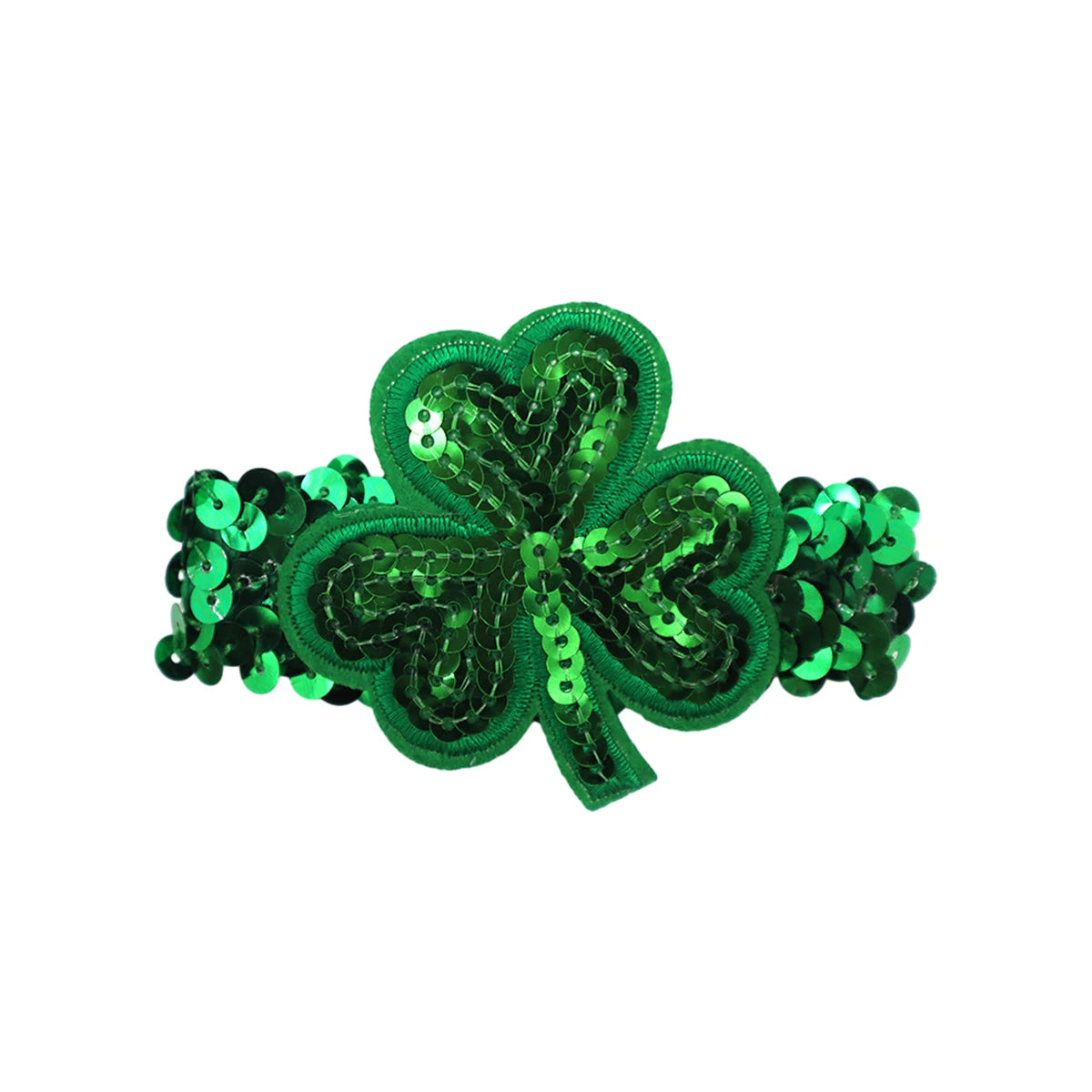 1/5/10Pcs St. Patricks Day Glitter Bracelet Sequins Clover Bracelets Green Irish Holiday Decor For Women Girls Carnival Parade