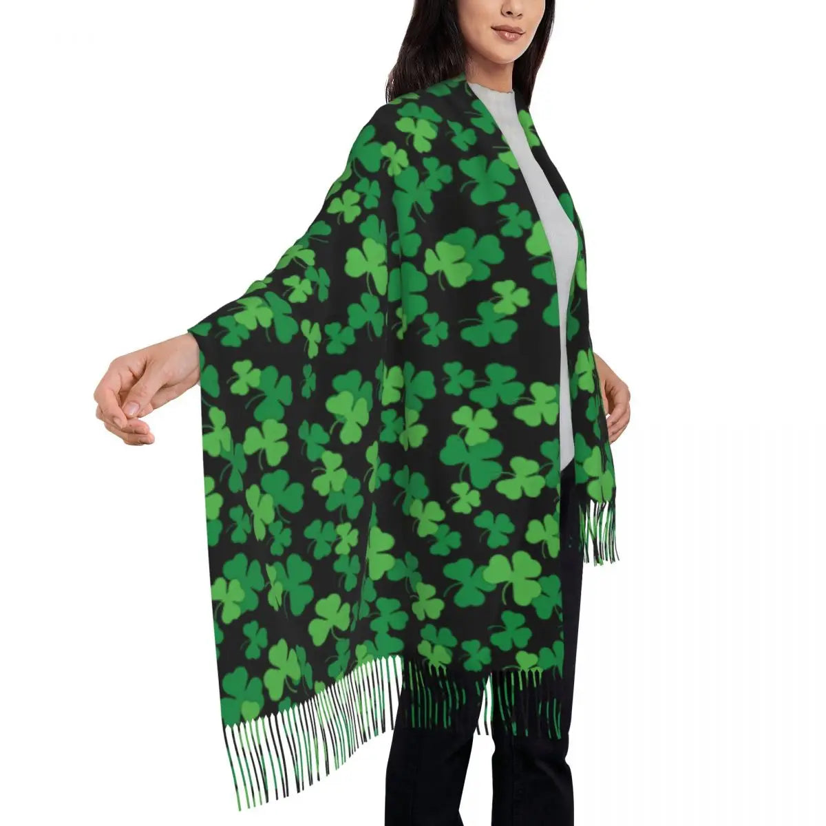 Irish St Patricks Day Scarf Green Plaid Warm Shawls Wrpas with Long Tassel Lady Luxury 2024 Scarves Wraps Winter Custom Bufanda