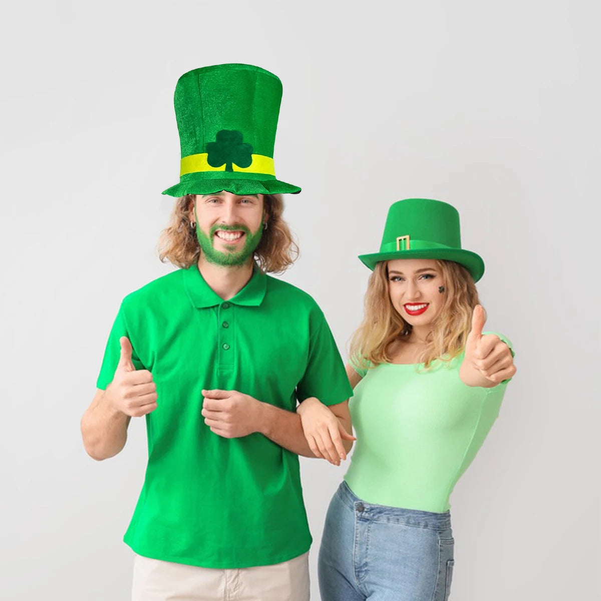 2025 New St. Patrick\'s Day Irish Top Hat Beard Green Shamrock Hats for Saint Patrick Day Home Party Decor Cosplay Costume Props
