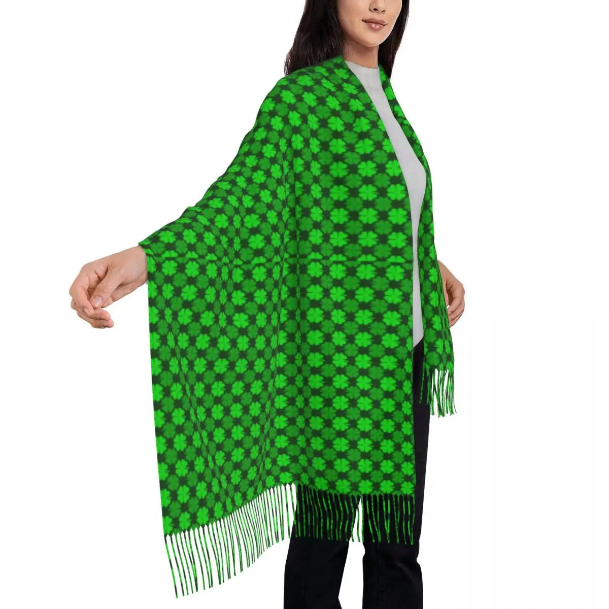 Irish St Patricks Day Scarf Green Plaid Warm Shawls Wrpas with Long Tassel Lady Luxury 2024 Scarves Wraps Winter Custom Bufanda