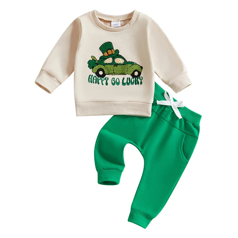 Cute Baby St Patrick s Day Costume Shamrock Embroidery Romper and Hat Set for Infant Toddler Outfit Clothes