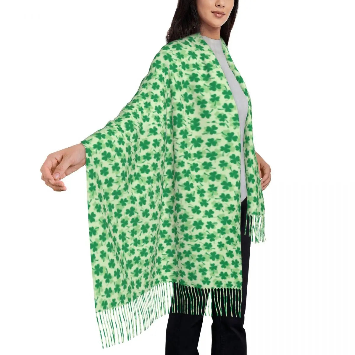 Irish St Patricks Day Scarf Green Plaid Warm Shawls Wrpas with Long Tassel Lady Luxury 2024 Scarves Wraps Winter Custom Bufanda