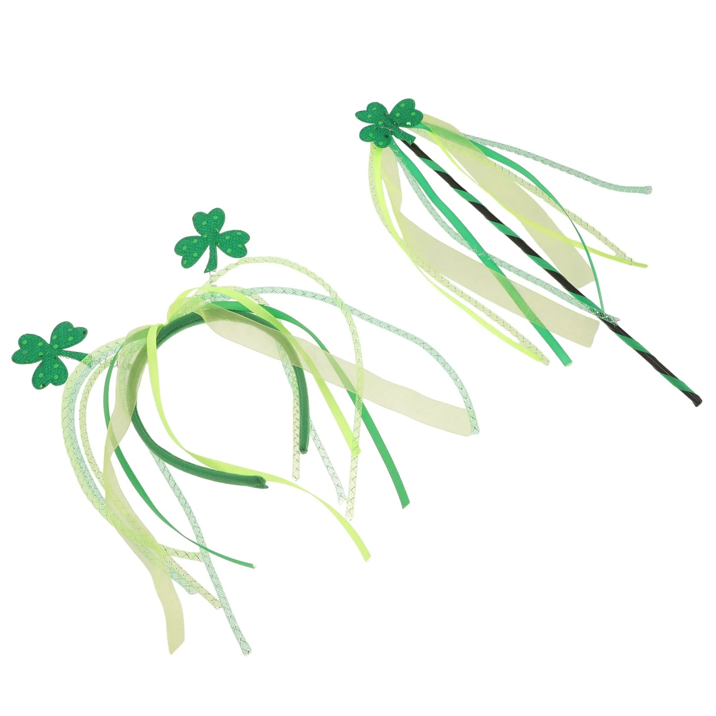 St Patricks Day Beads Irish Headband Girls Fairy Wands Hair Shamrock for Women Miss