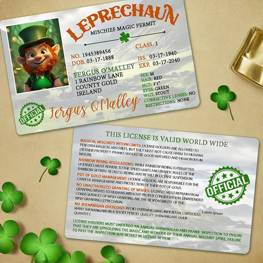 Creative St. Patrick's Day Card Leprechaun Prank License ID Card Mischief Cards Gifts For Children Decoration