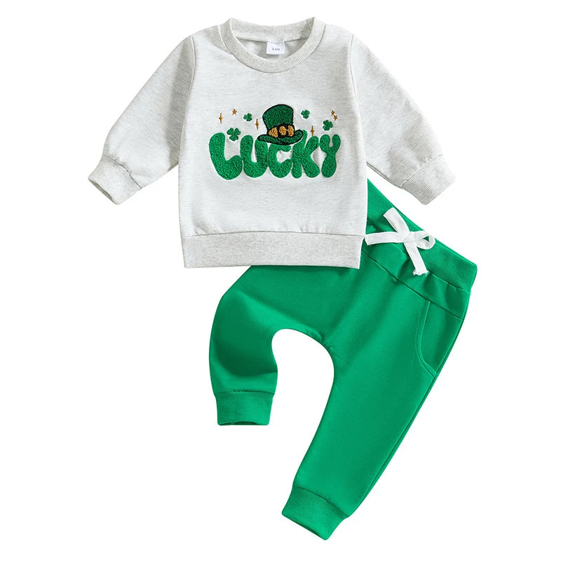 Cute Baby St Patrick s Day Costume Shamrock Embroidery Romper and Hat Set for Infant Toddler Outfit Clothes