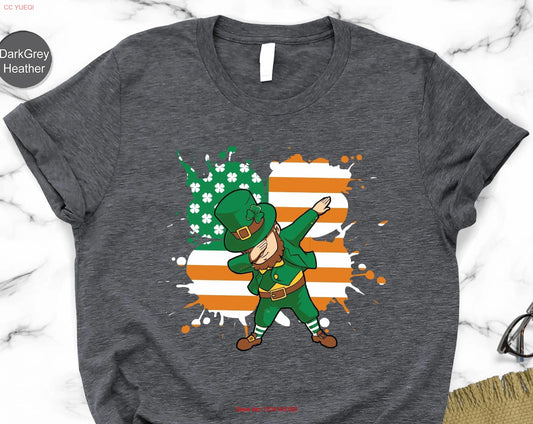 Dabbing Leprechaun T Shirt American Irish Flag Kids Boys Toddler St Patricks Day For Him Lucky Shenanigans